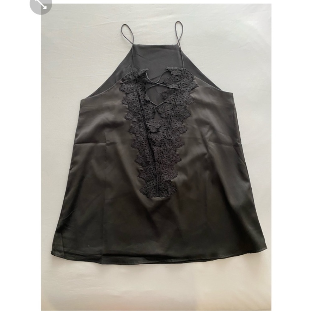 Silk blouse with lace embellishment